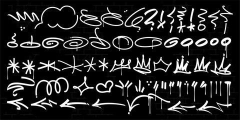 Trendy Dirty Doodle Urban Street Art Graffiti Tags And Symbols Vector Elements Set Collection