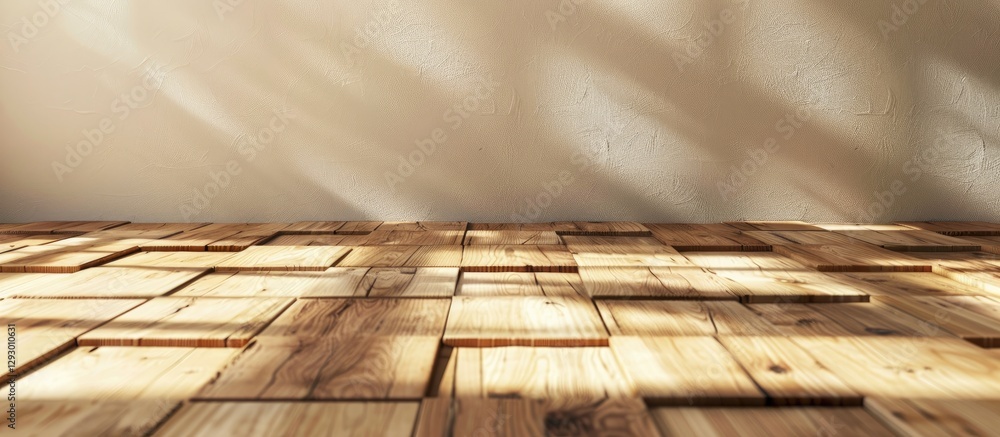 Leinwandbilder wooden floor tiles in warm brown tones arranged in diagonal patterns against a soft light background