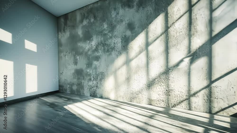 Poster abstract. minimalistic background for product presentation. walls in large empty room. can full of s