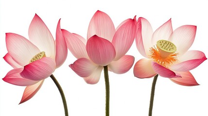 Fototapeta premium A close-up of three pink flowers with one bud each in the middle