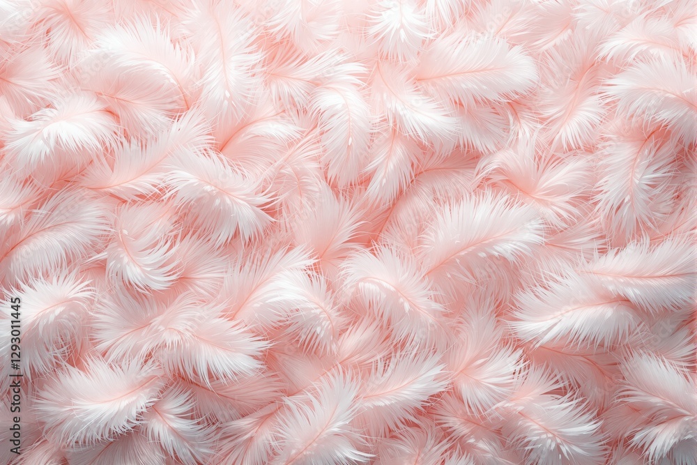 Poster soft pink and white feathers layered in a delicate arrangement.