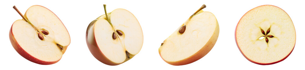 Halved Apple on Transparent Background