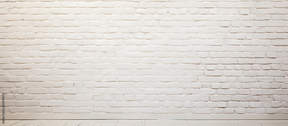 Fototapete White brick wall with textured surface featuring soft shadows and ample copy space, positioned centrally for versatile design applications.