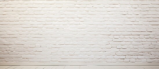 Fototapeta premium White brick wall with textured surface featuring soft shadows and ample copy space, positioned centrally for versatile design applications.