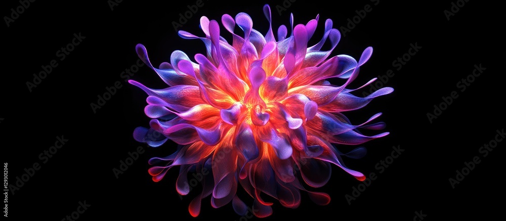 Leinwandbilder vibrant abstract explosion of pink, purple, and orange wisps on a black background creating a dynami