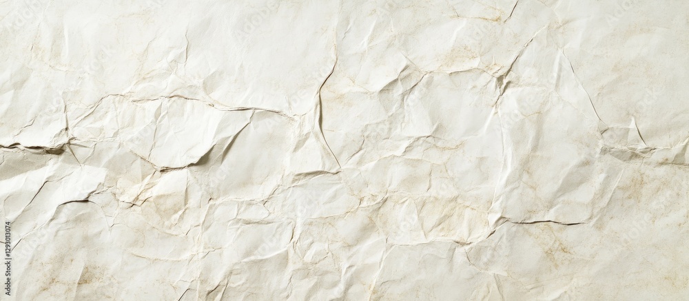 Poster crinkled vintage paper background in soft cream tones, featuring random texture variations and subtl