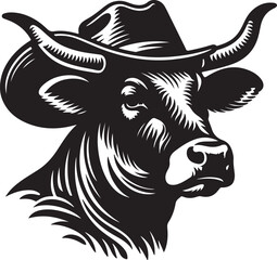 Cow with a head black vector