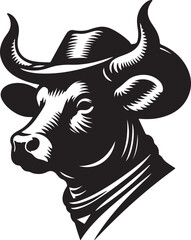 Cow with a head black vector