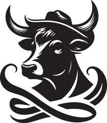 Cow with a head black vector