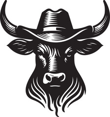 Cow with a head black vector