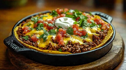 Sizzling taco pie recipe cozy kitchen food photography rustic setting close-up mouthwatering delight