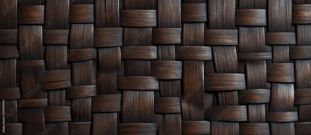 Aufkleber woven bamboo texture in dark brown shades creates a rich background with intricate patterns suitable