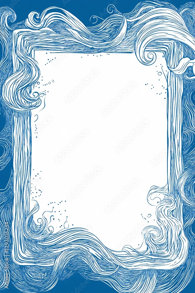 Poster cute hand-sketched rectangular frame with playful doodles and wavy borders, vector format