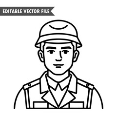 happy army line art, army line art vector illustration