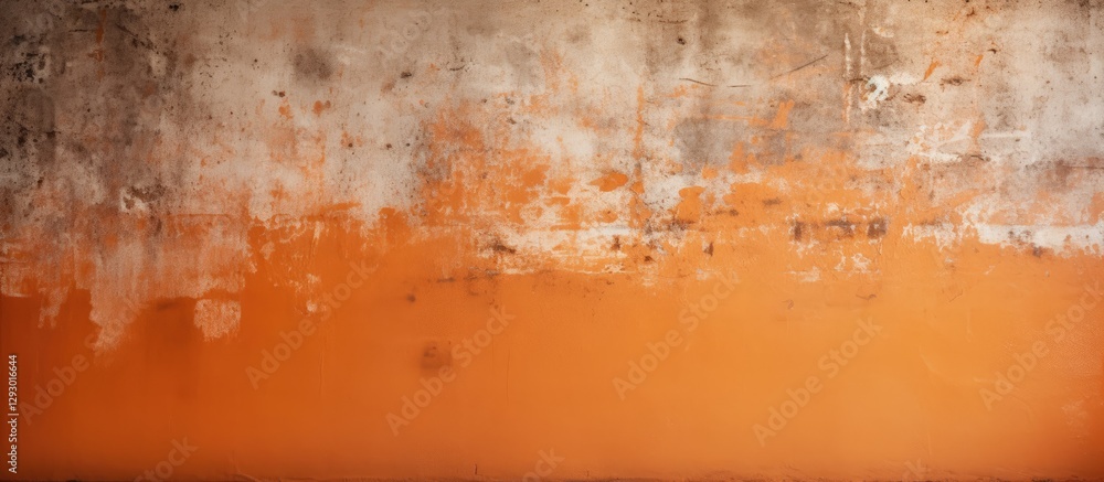 Aufkleber textured orange and gray concrete wall with faded plaster, features an abstract gradient effect from