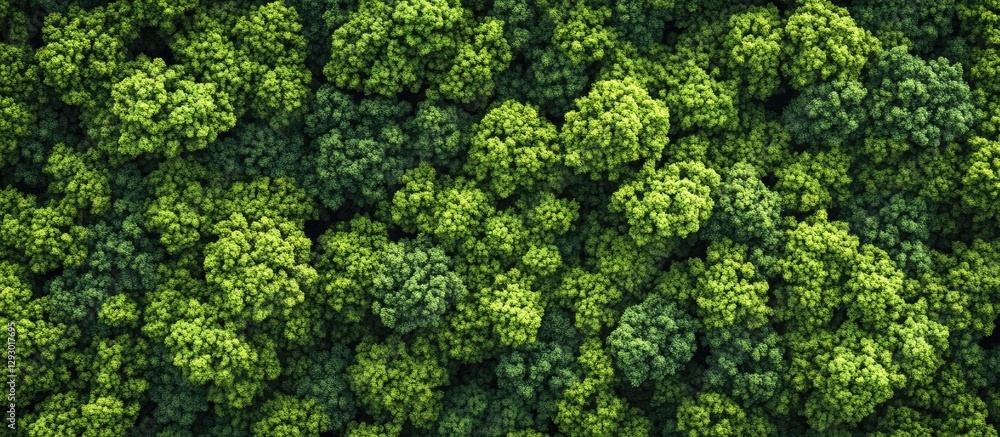 Aufkleber lush green forest canopy from above showcasing vibrant foliage with various shades of green densely 