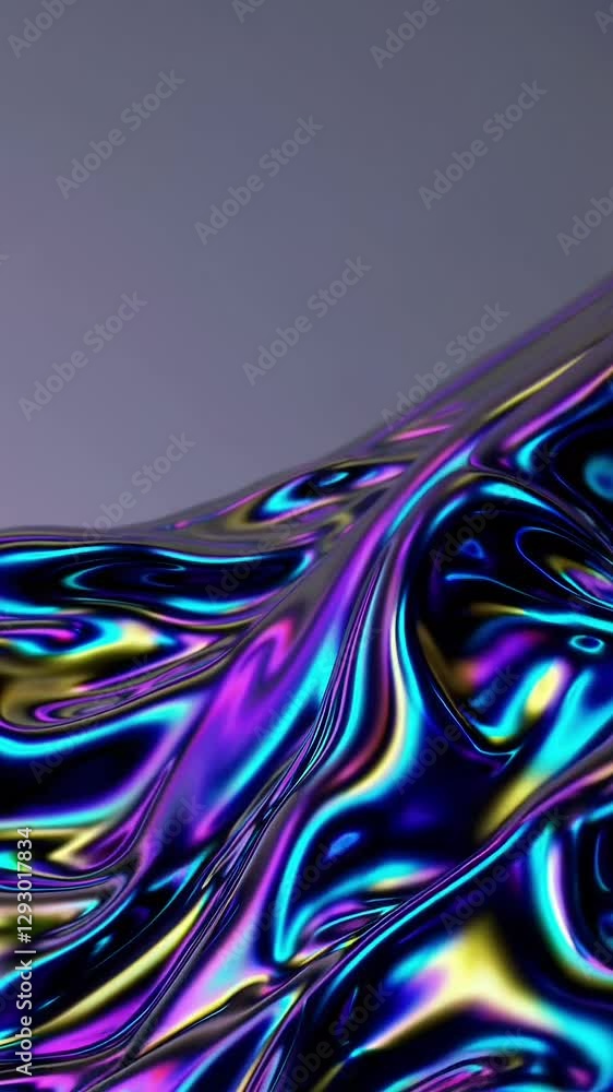 Poster mesmerizing metallic liquid waves transitioning in vivid colors