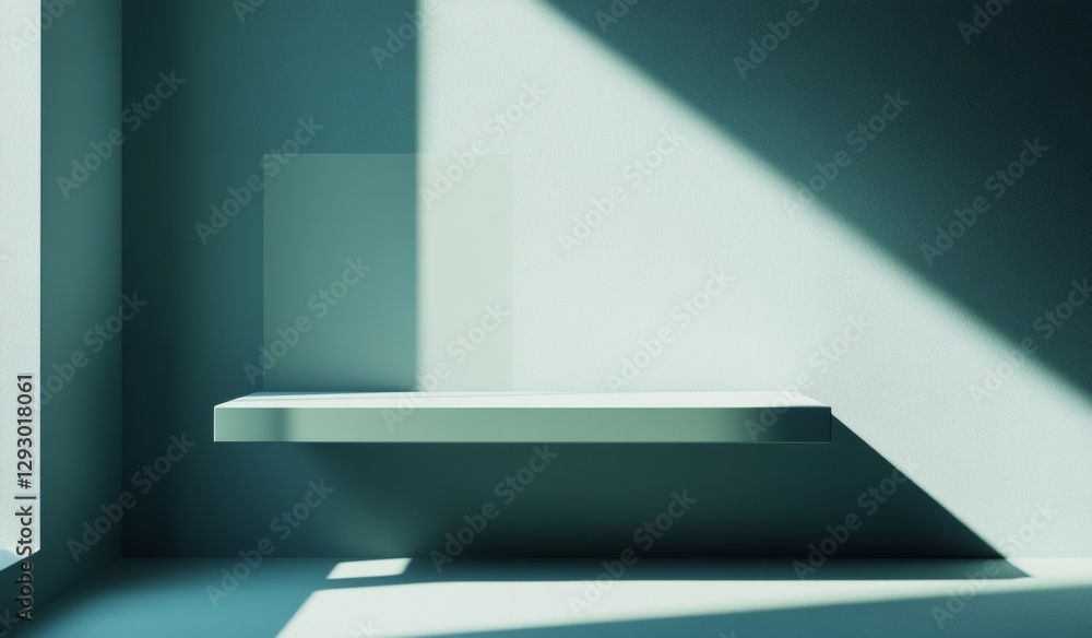 Poster the presentation of products is enhanced by a minimalist abstract light blue background, complete wi