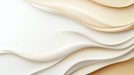 Obraz premium Abstract beige and white paper wave layers creating a minimal aesthetic background design.