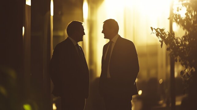 Two professionals in formal attire, exuding confidence and professionalism in a modern business setting.