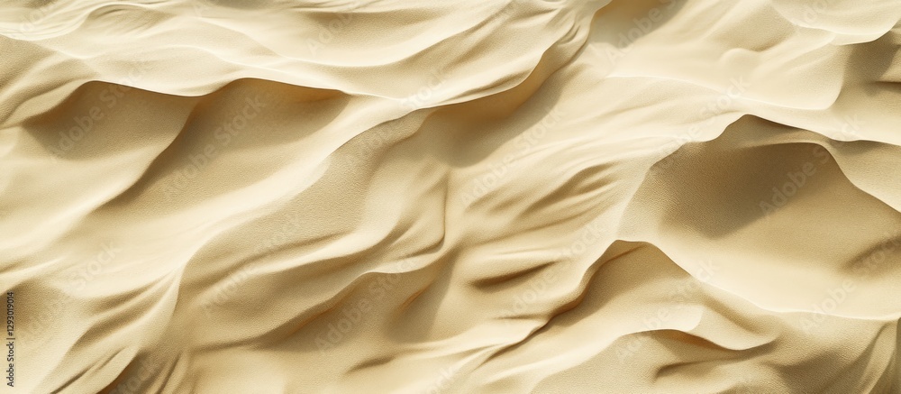 Poster aerial view of fine golden sand patterns showcasing smooth, undulating textures with soft shadows cr