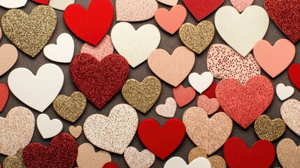 Obraz premium A Heart-themed collage of various heart shapes and colors.