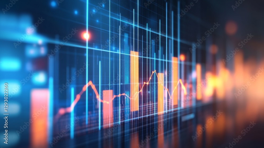 Aufkleber a close-up of a financial bar graph on a computer screen, showing business growth metrics and trends