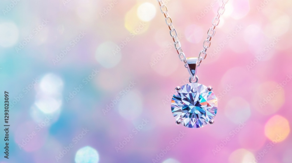 Aufkleber a close-up of a sparkling diamond pendant hanging from a delicate chain, with a blurred background o