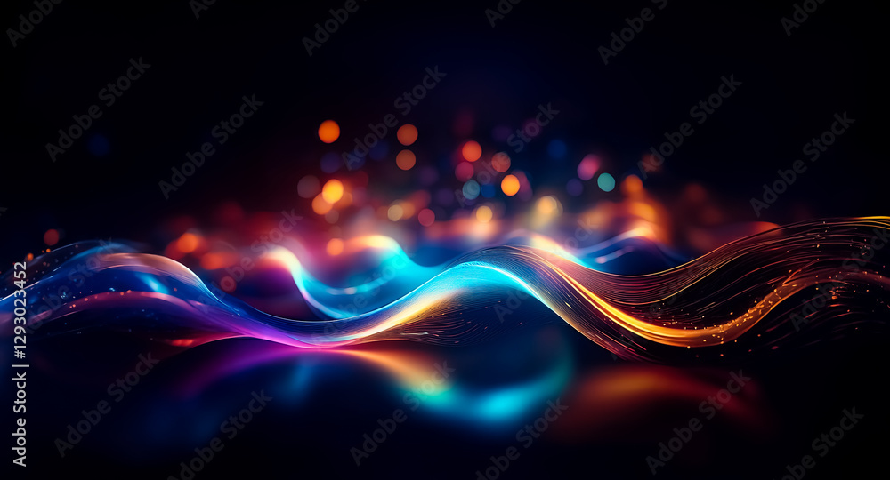 Poster vibrant abstract background with dynamic waves of colorful light. flowing, glowing lines create move