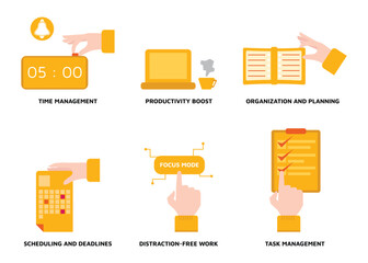 Fototapeta premium Productivity and Time Management Icon Illustration for design elements in a flat style