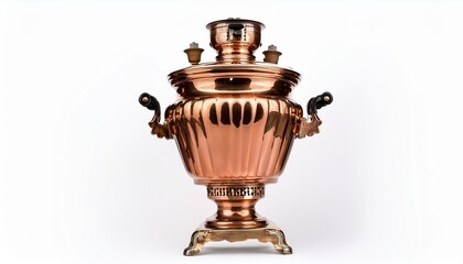  Copper samovar. A traditional item for making tea isolated on white background
