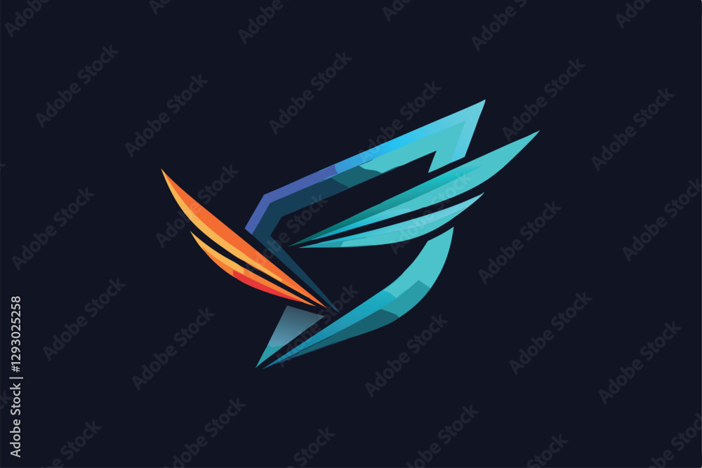 Poster the logo design process showcases a modern style featuring sharp angles and vibrant colors for digit
