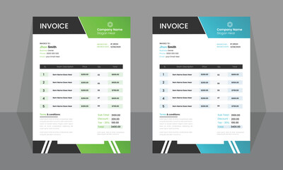 Invoice minimal design template. Bill form business invoice accounting