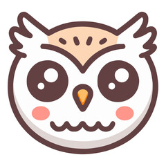 cute owl head animal bird cartoon character flat color vector illustration template design