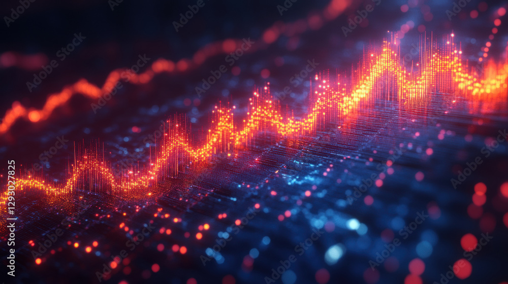Aufkleber futuristic data visualization with glowing trend lines and digital elements, showcasing technology a
