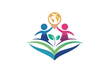 This logo represents a charity focused on promoting education and global outreach efforts, Create a minimalist logo for a charity supporting children's education and literacy programs