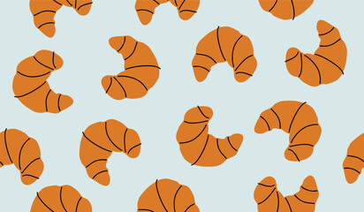 Cute croissant pattern background vector design