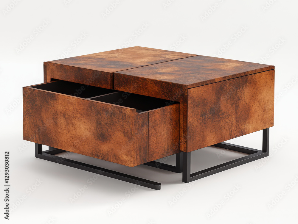 Poster stylish stackable coffee tables with rustic finish and sleek design