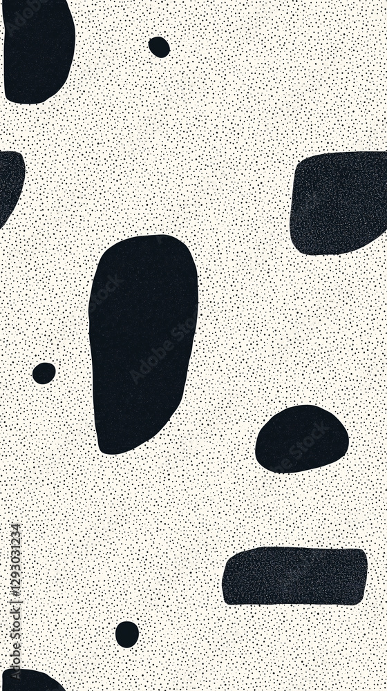 Poster abstract monochrome pattern: a striking abstract pattern with bold, irregular black shapes against a