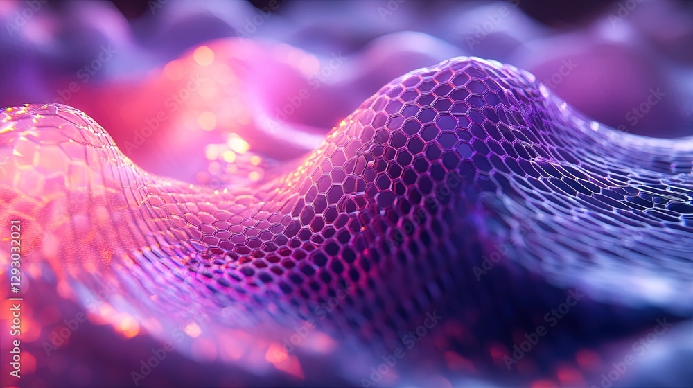 Leinwandbilder 3d wave of hexagonal tiles with gradient lighting, futuristic and visually dynamic