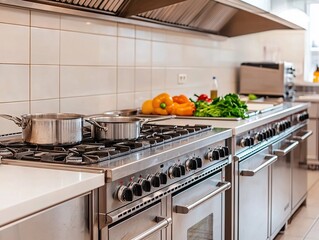 Cooking action in a modern kitchen gourmet meal preparation culinary environment bright viewpoint