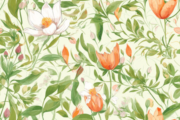  Cute daisy floral seamless watercolor pattern with watercolor black background. Flower vector illustration. Watercolor print in rustic vintage style,