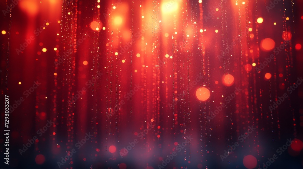Poster glowing red and orange bokeh lights with a dreamy atmosphere, abstract background. festive and magic