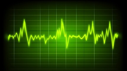 Green Neon Waveform Displaying Audio Frequency Data