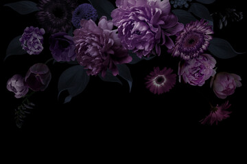 Floral card for wedding invitations, greetings, business cards, packaging.