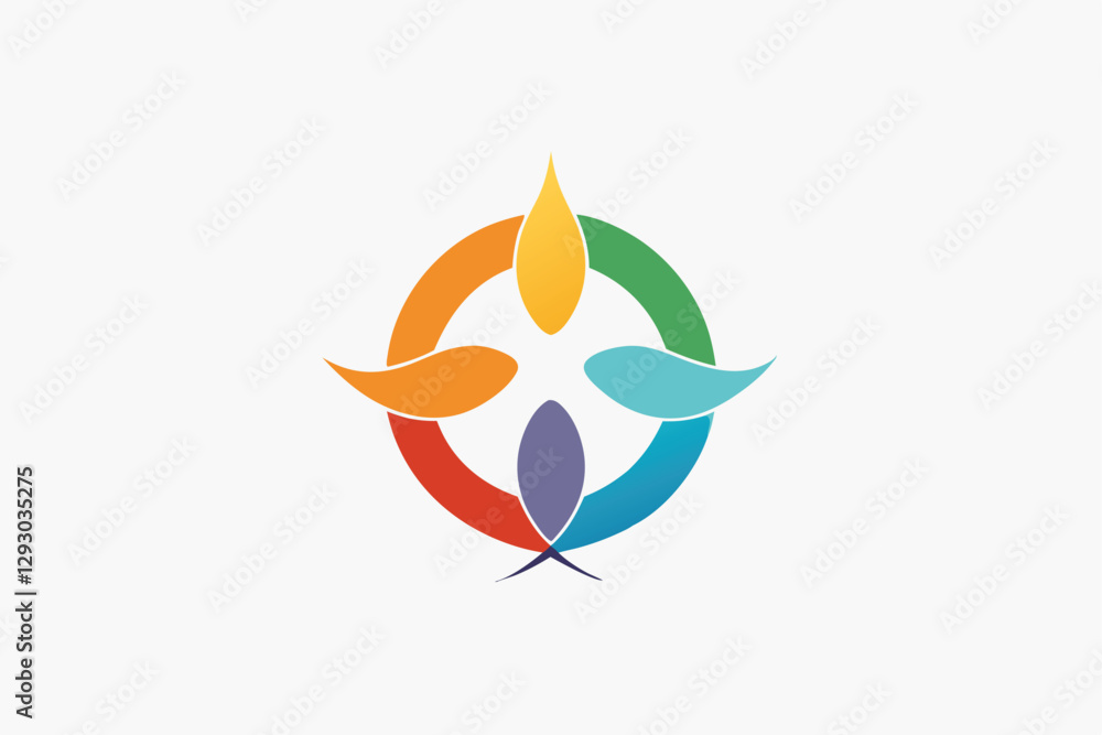 Poster this artwork features a blend of colorful shapes representing balance and harmony in a tranquil sett