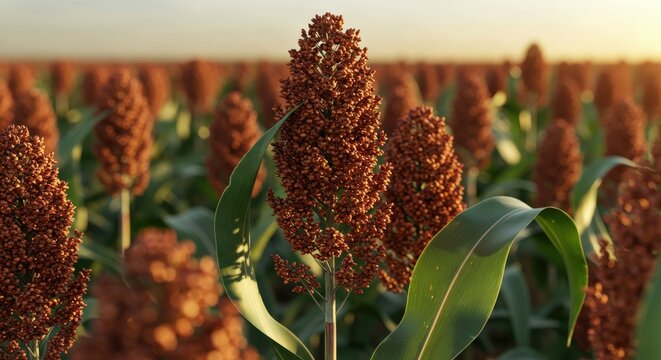 Ripe sorghum crop under the sun