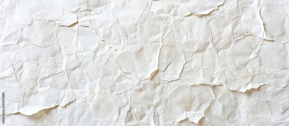Poster rough textured white beige paper background with crumpled surfaces creates an empty space for text a