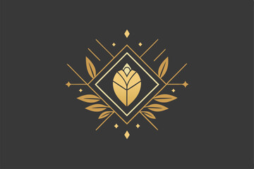 A sleek emblem design combines floral motifs and diamonds, symbolizing ethical jewelry values, Design a minimalist emblem for an ethical jewelry brand, minimalist simple modern vector logo design