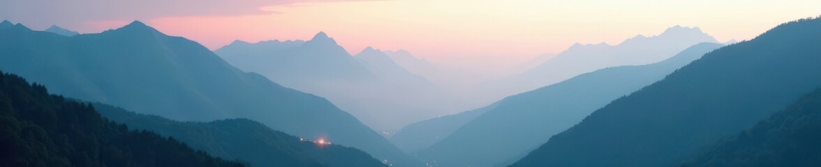 Fototapeta premium Misty peaks, shrouded valleys, ethereal light, mist, wilderness